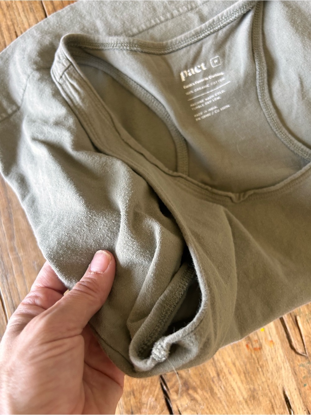Pact Olive Green Racerback Tank medium organic cotton - Picture 5 of 5